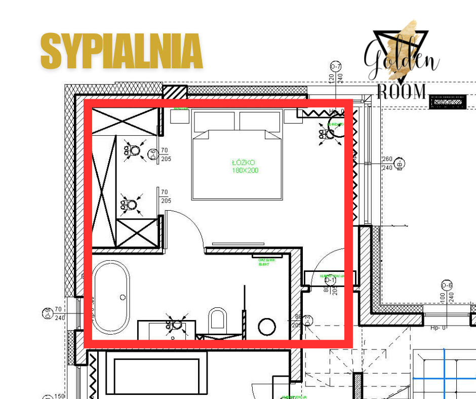 Projekt wnętrza Hiacynt 3 - zmiany w sypialni i łazience zaprezentowane na projekcie wnętrz architektów Golden Room