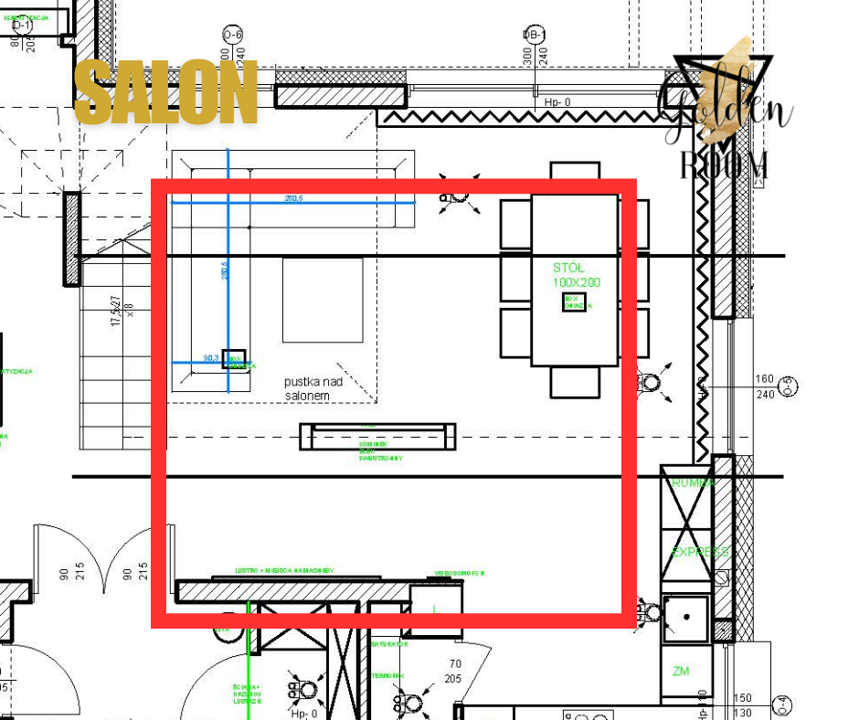 Projekt wnętrza domu hiacynt 3 - propozycja zmiany układu salonu w projekcie wnętrza Hiacynt 3