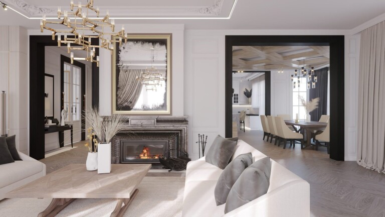 Projekt wnętrza 350 m2 Brulee – ekskluzywne wnętrze dużego domu, realizacje wnętrz w portfolio architekta wnętrz Golden Room