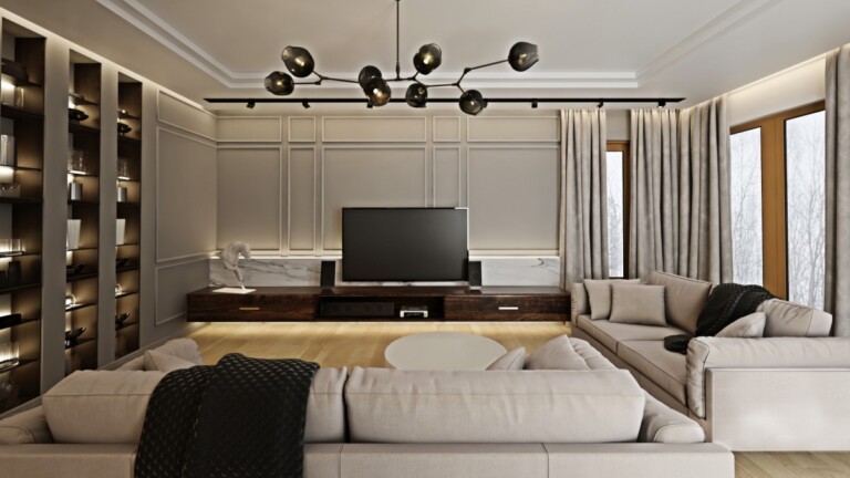 Projekt wnętrza 250 m2 Nowość – modne nowoczesne wnętrze dużego apartamentu – projekt wnętrza Golden Room