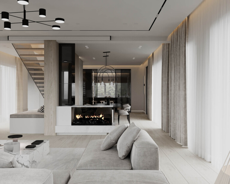 Projekt wnętrza 400 m2 Zen – minimalistyczne nowoczesne wnętrze dużego domu – projekt wnętrza Golden Room