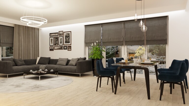 Projekt wnętrza 160 m2 Harmonia – spokojne jasne wnętrze domu – realizacja wnętrza Golden Room