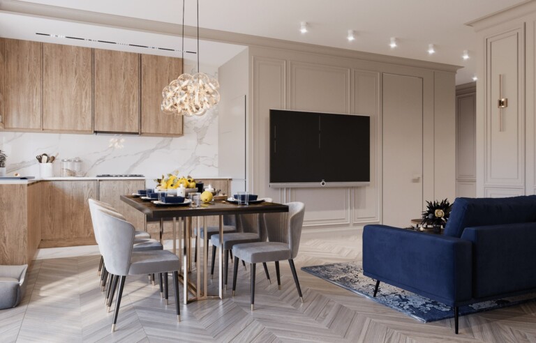 Projekt wnętrza 70 m2 Detal – drewniane nowoczesne wnętrze w mieszkaniu, projekty wnętrz Golden Room