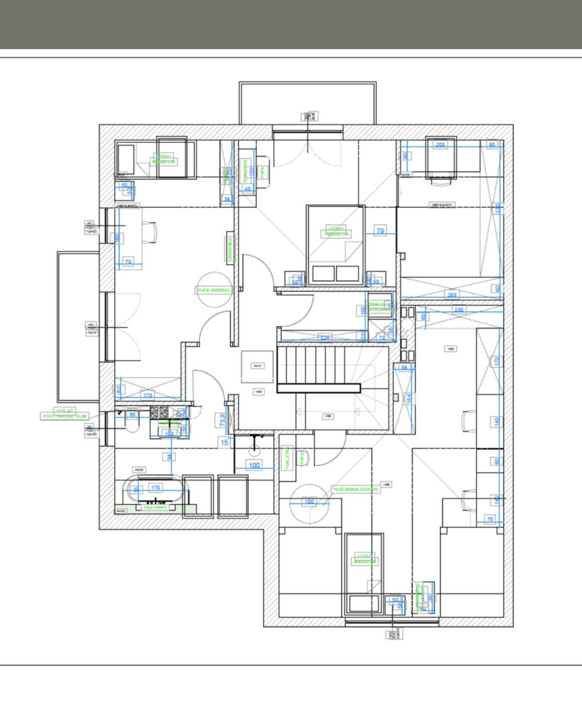Rzut funkcjonalny mieszkania przygotowany w ramach projektu podstawowego wnętrza Golden Room