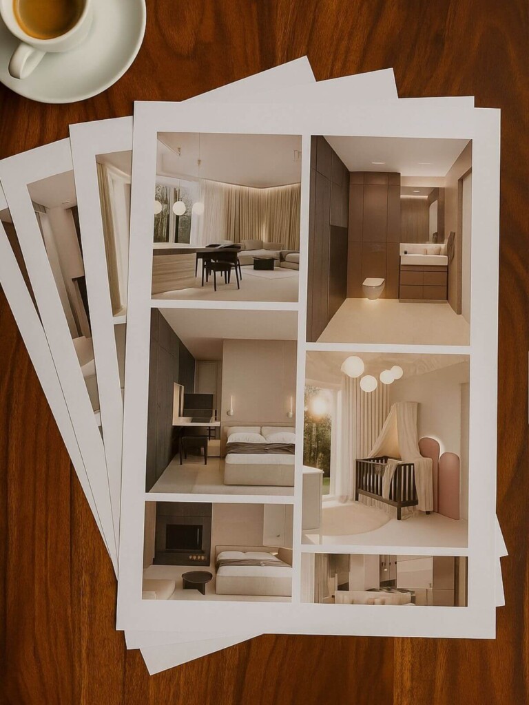 wizualizacje wnętrz pakiet projekt pod klucz Golden Room – przykładowe realizacje na stole