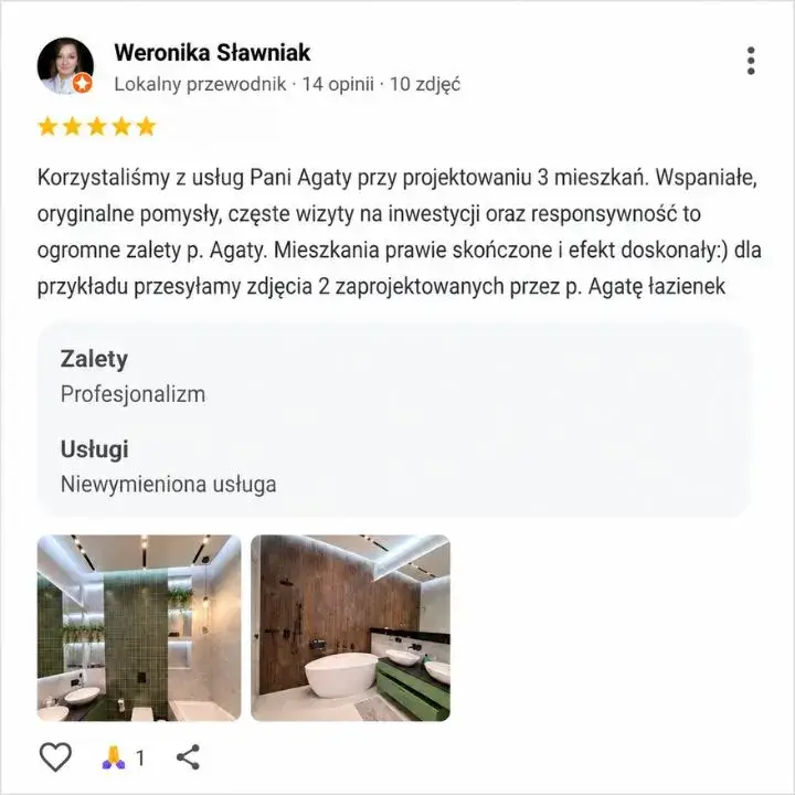 Opinia klientki o współpracy z Golden Room przy projekcie wnętrza w Warszawie