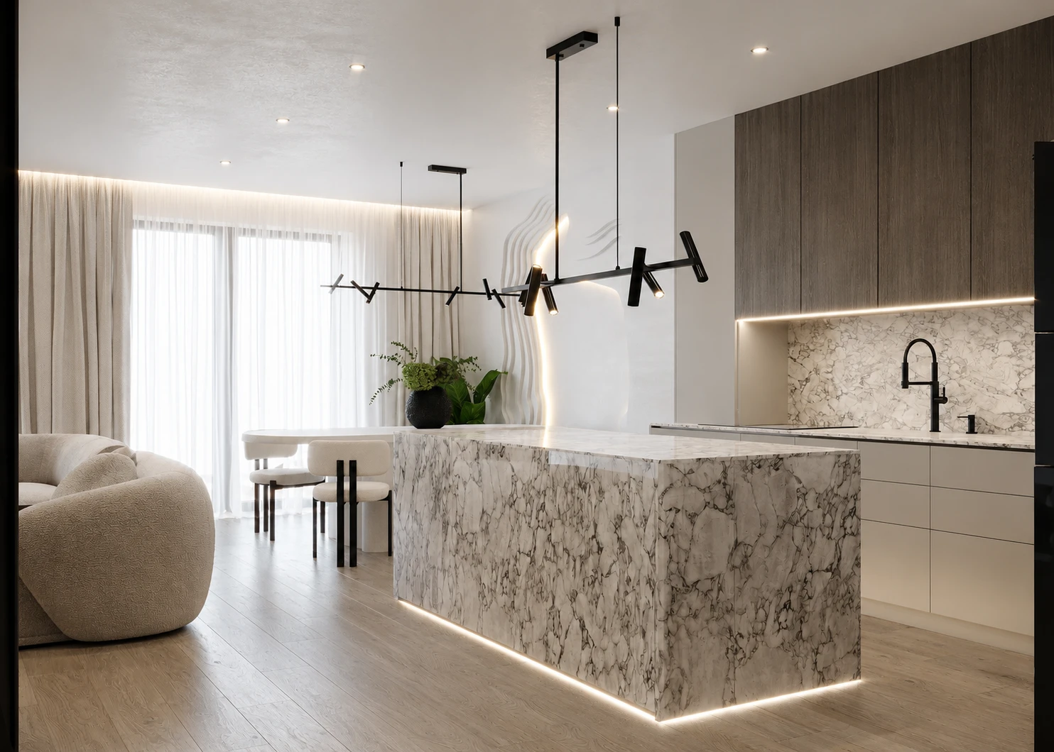 Projektant wnętrz Warszawa - projekt mieszkania 90 m2 na Woli Noor | Golden Room