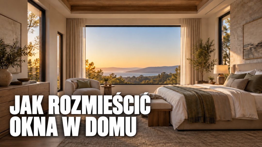 Jak rozmieścić okna w domu – sypialnia z dużym oknem i funkcjonalnym układem mebli