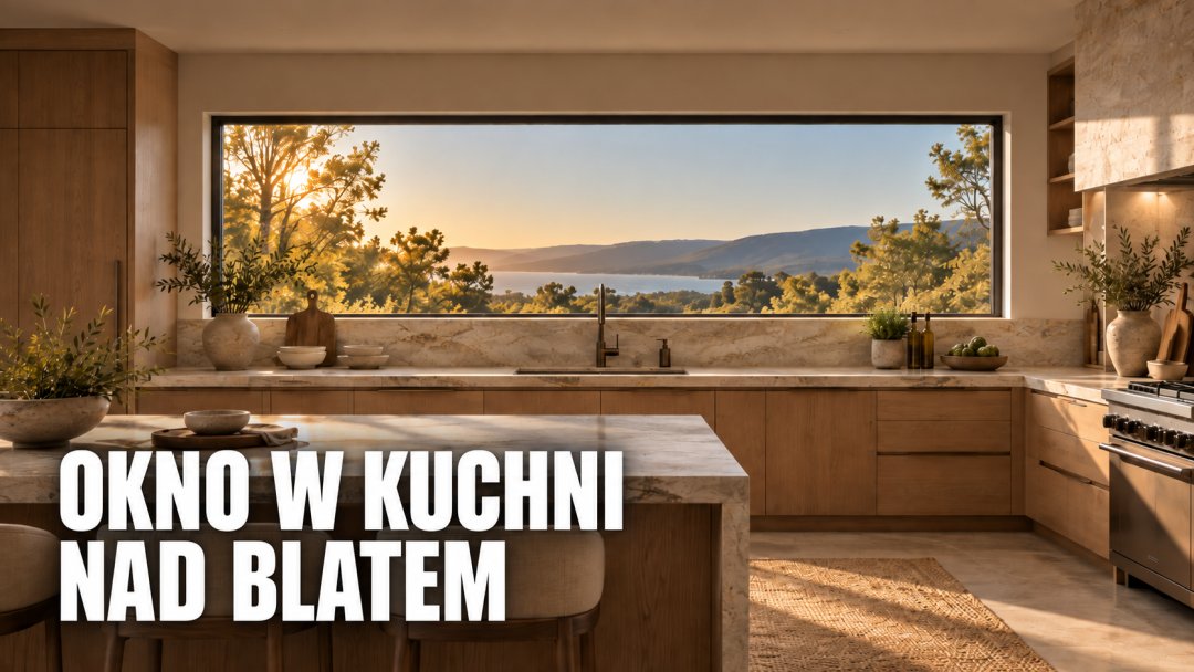 Okno w kuchni nad blatem – nowoczesna kuchnia z dużym oknem nad zabudową i blatem