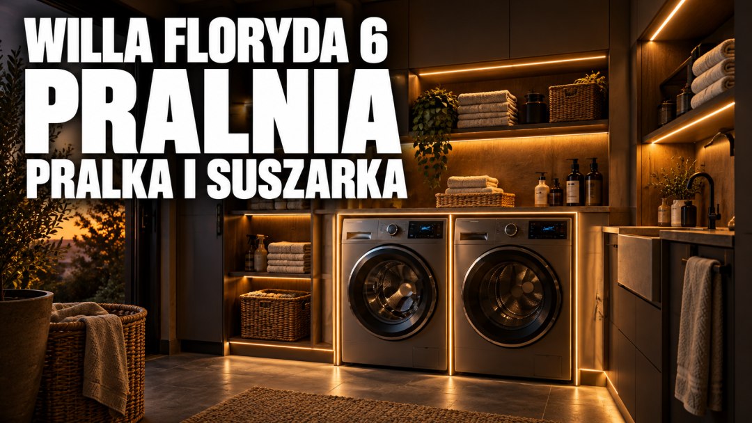 Zabudowa pralki i suszarki w pralni - jak zaplanować ją w Willi Floryda 6? | Golden Room Willa Floryda 6 - pralnia, analiza funkcjonalna Golden Room